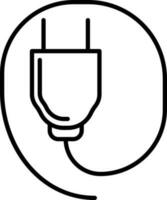 Power cord icon made with thin line stroke. vector