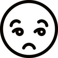 Line art unamused face emotion icon in flat style. vector