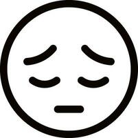 Sad emoticon face icon in line art. vector