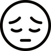 Sad emoticon face icon in line art. vector