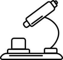 Flat style microscope in black line art illustration. vector