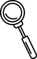 Magnifying glass in black line art illustration. vector