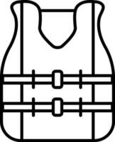 Flat style construction jacket in black line art illustration. vector