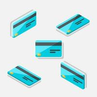 Credit card Isometric and Flat - White Stroke with Shadow icon vector. Flat style vector illustration.