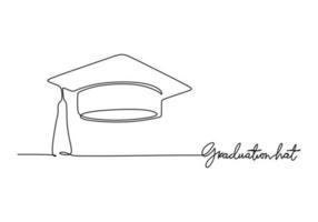 Graduation cap - School education object, one line drawing design vector