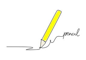 Pencil - School education object, one line drawing continuous design vector