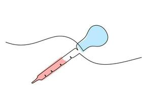 Pipette - Laboratory equipment and tools object, one line drawing vector