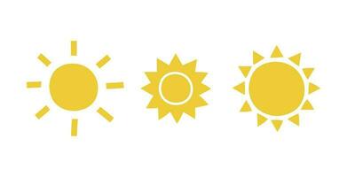 set with suns of different shapes. vector illustration in flat style.