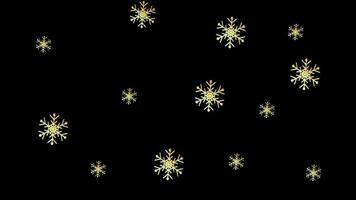 Snow flakes overlay, black background. Winter, slowly falling snow effect seamless loop video