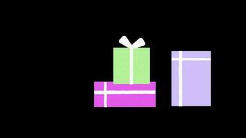 gift box seamless loop Animation video transparent background with alpha channel.