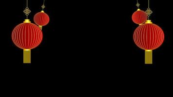 Swing Chinese New Year Lantern lamp hanging loop Animation video transparent background with alpha channel.