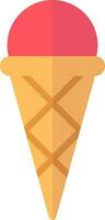 Ice cream cone icon red and brown color. vector