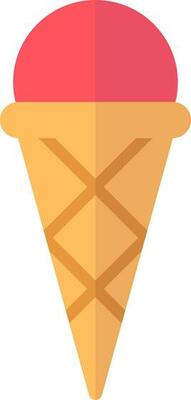 Ice cream cone icon red and brown color.