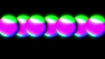 Abstract 3d background with beautiful rainbow colors gradient on wax bubbles metaball. Spheres fly in the air with an inner glow, 3d ball appears by illuminating with colorful neon light. video