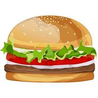 Shiny colorful burger on white background. vector