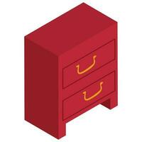 Isometric drawer element in flat style. vector