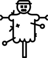 Illustration of voodoo doll icon in line art. vector