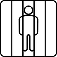 Character of man in cell or prison icon in black line art. vector