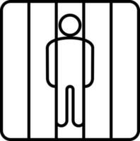 Character of man in cell or prison icon in black line art. vector