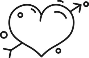 Line art illustration of heart with arrow icon. vector