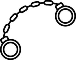 Black line art illustration of a handcuffs icon. vector