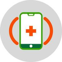 cuidado de la salud Servicio aplicación en teléfono inteligente icono en verde y rojo color. vector