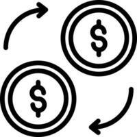 Money transfer icon in thin line art. vector