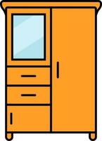 Isolated Cupboard icon in orange color. vector