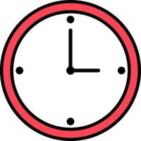 Flat style Clock icon in white and red color. vector
