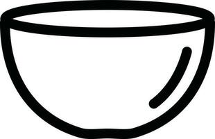 Black line art illustration of Bowl icon. vector