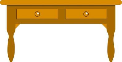 Antique Brown Desk Drawer icon in flat style. vector