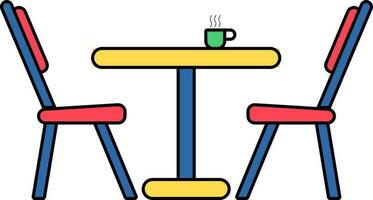 Hot Coffee or Tea Cup on Table with Chairs icon. vector