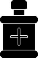 Flat style antiseptic bottle in black and white color. vector