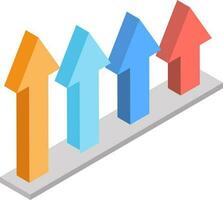 3D illustration of column arrow bar graph. vector