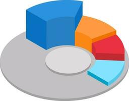 3D illustration of colorful pie chart level. vector