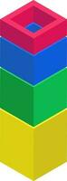 3D colorful cube block infographic graph. vector