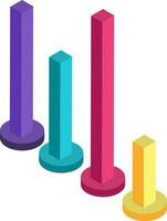 3D column bar graph pole in different color. vector