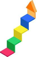 Isometric colorful arrow staircase up graph. vector