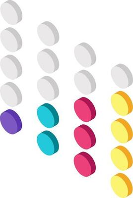 3D illustration of dotted infographic bar graph.