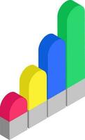 3D illustration of colorful growing bar graph. vector