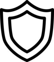 Shield icon or symbol in line art. vector