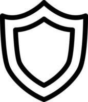 Shield icon or symbol in line art. vector