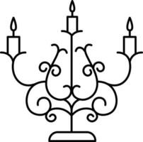 Line art icon of candelabra or candlestick in black color. vector