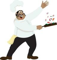 Character of a chef cooking food. vector