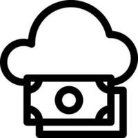 Cloud mining icon in line art. vector