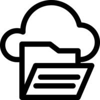 Cloud data storage icon in line art. vector