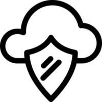 Cloud data protection icon in line art. vector