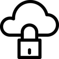 Cloud data security icon in line art. vector