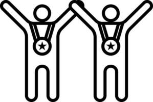 Illustration of winners icon in black line art. vector