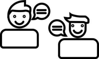 Black line art illustration of conversation icon. vector